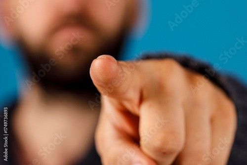 A close-up shot of a man's ...