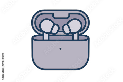 Wireless earbuds resting inside open charging case with lid up