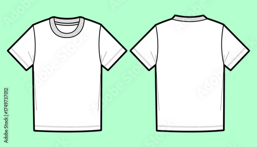 Apparel Technical Flat Sketch Unisex Crewneck T-Shirt Mockup
