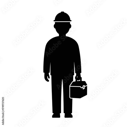 Man holding toolbox and wearing safety helmet for International Men's Day  