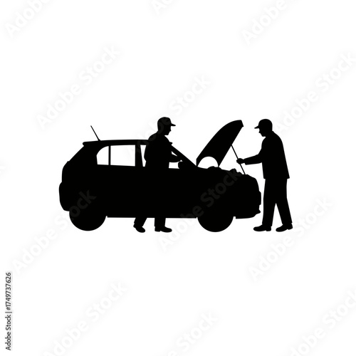 Two men fixing a car together celebrating International Men's Day  
