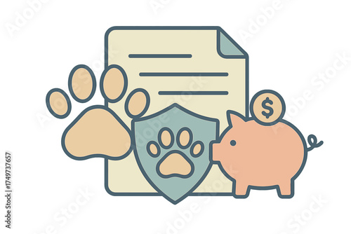 Financial protection concept for pets with paw print and savings symbol
