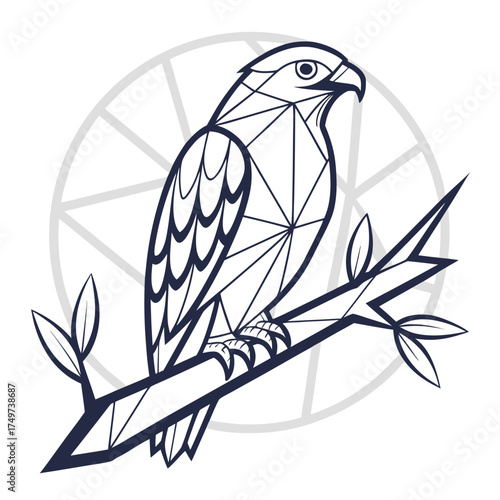 Geometric falcon vector illustration for logo design