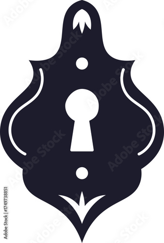 Ornate antique keyhole escutcheon icon providing mystery and security