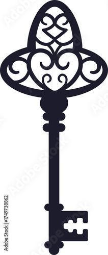 Ornate skeleton key silhouette creating concept of mystery