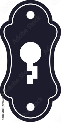 Ornate dark escutcheon plate with keyhole silhouette