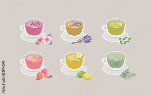 Herbal and Fruit Tea Bag Design with Organic Ingredients – Peach, Rose, Lavender, Lemon, Jasmine