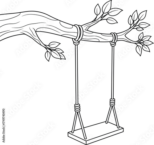 This is a classic and nostalgic line art illustration, ideal for themes of childhood, nature, or relaxation.