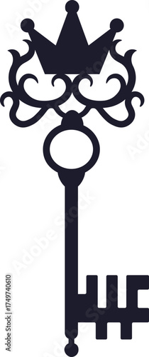 Antique royal crown key silhouette opening opportunity