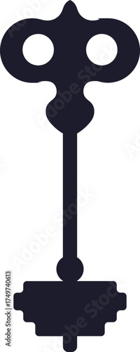Vintage skeleton key silhouette for unlocking access concept
