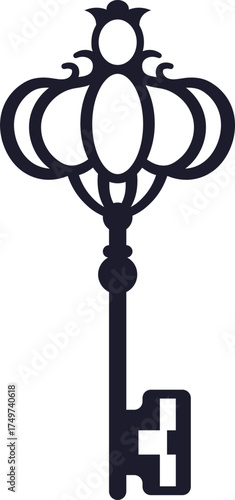 Ornate skeleton key unlocking security and vintage concepts