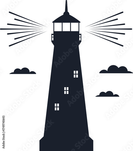 Lighthouse emitting light beacon for navigation and safety
