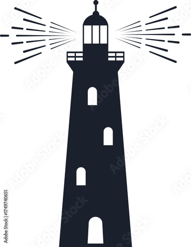 Lighthouse beacon radiating light graphic illustration