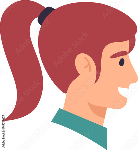 Young red hair woman smiling profile avatar illustration