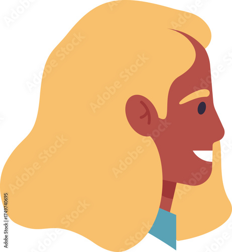 Blonde woman smiling profile view avatar illustration