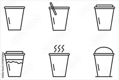 Coffee cup icon set. Cups of coffee tea collection. Cup coffe.