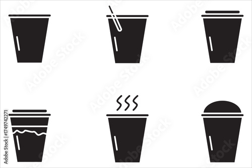 Coffee cup icon set. Cups of coffee tea collection. Cup coffe.