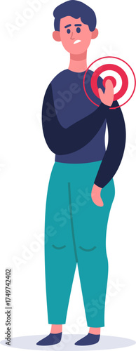 Man suffering acute shoulder pain feeling discomfort