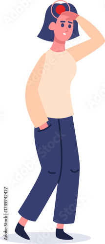 Woman experiencing strong headache or migraine pain