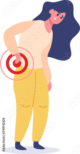 Woman experiencing lower back pain illustration