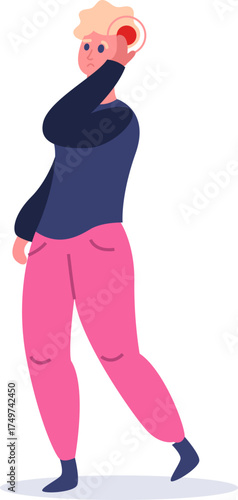 Person suffering from stress headache or migraine pain