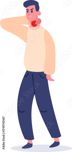 Man having sore throat experiencing pain and discomfort