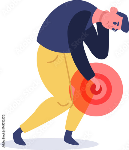 Man suffering from knee joint pain and inflammation