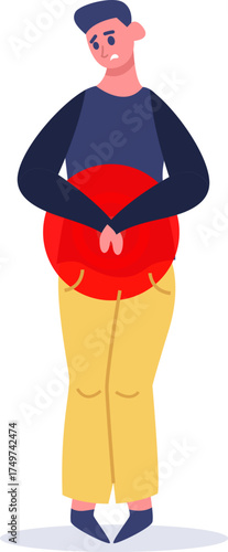 Man feeling stomach pain suffering indigestion or discomfort