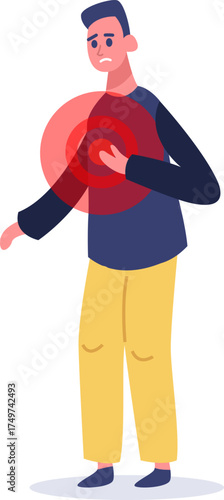 Man having chest pain experiencing heart attack symptom