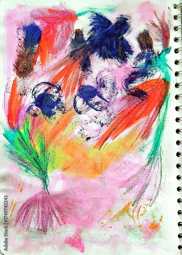 Hoja de papel con brochazos de pintura