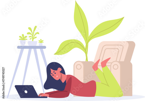 Woman working from home enjoying remote freelance work flexibility