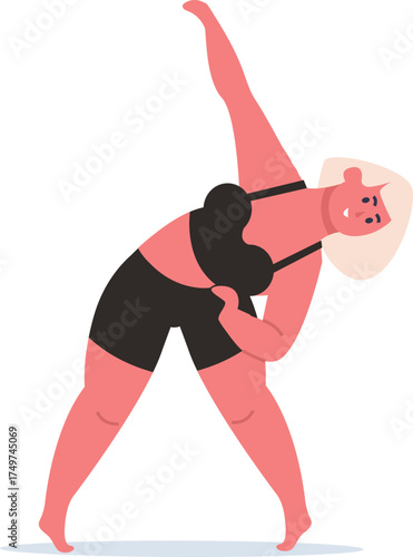 Woman practicing yoga stretching outdoor workout illustration