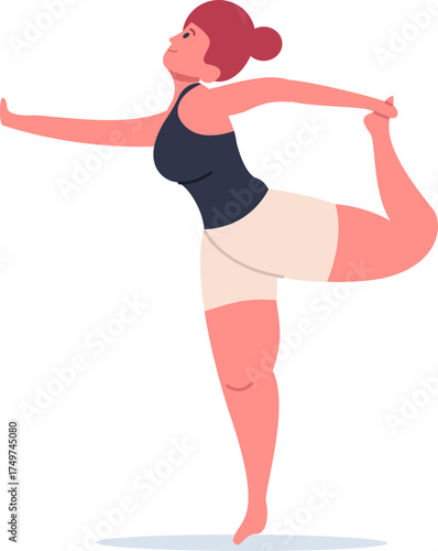 Woman doing yoga and balancing in lord of dance pose