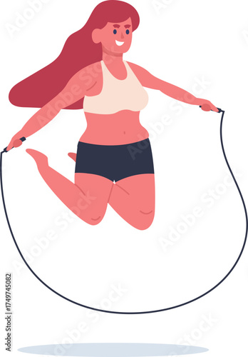 Woman jumping rope doing fitness exercise workout
