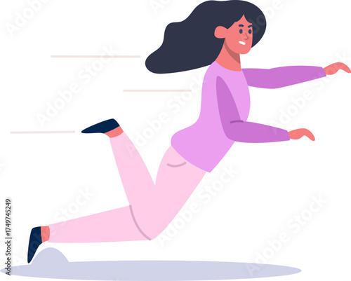 Woman flying forward symbolizing speed and determination