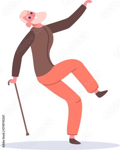 Senior man falling losing balance accident concept