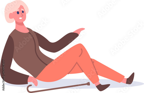Elderly man falling on ground needing help