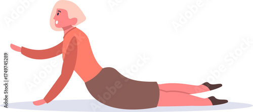 Woman crawling reaching for help vector illustration