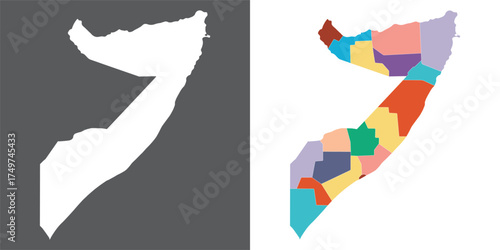 Somalia map set. Map of Somalia in set with multicolor