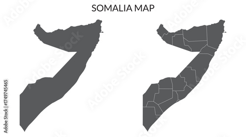 Somalia map set. Map of Somalia in set with grey color