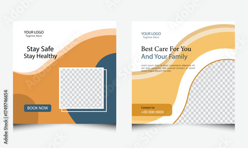 Best care for you and your family isolated on white background to stay safe and stay healthy with your logo and website here