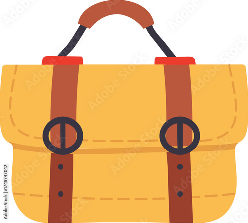 Yellow briefcase satchel bag business travel luggage icon