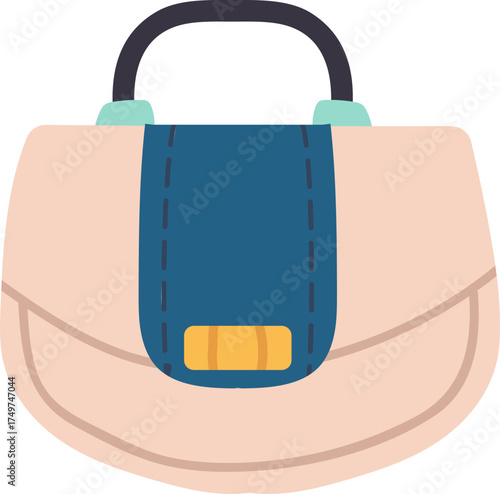 Woman's pink handbag with dark blue flap illustration
