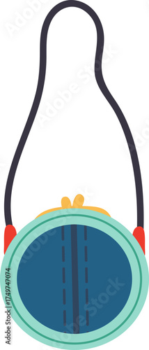 Round purse with a long shoulder strap