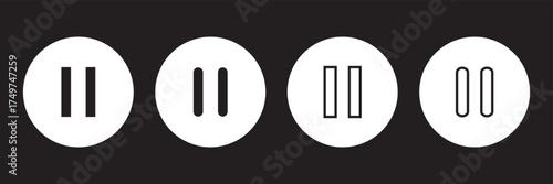 Pause Button vector icon set. Media player control button symbol. EPS 10 vector illustration.
