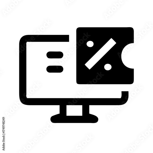 A computer coupon icon, representing online discount