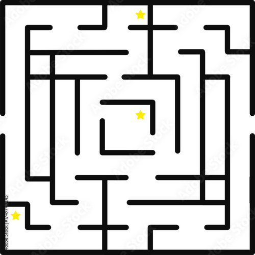 Maze puzzle game finding path to solutions