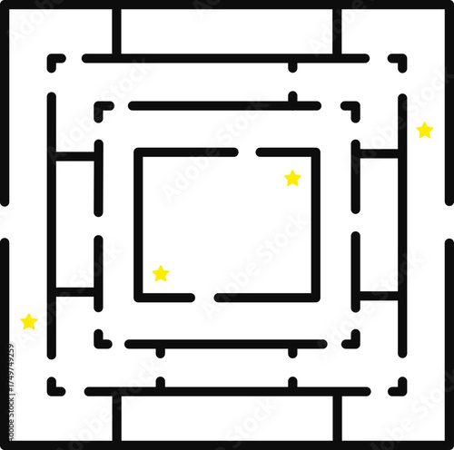 Maze game finding solution challenge achieving goal path