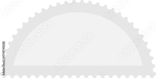 Postcard stamp frame. Vintage semicircle sticker with perforated edge. Shape border and template for letter and envelop design. Retro blank