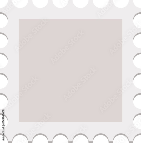 Stamp frame border. Postcard shape for vintage letter design. Square perforated template for envelope. Mockup for photo album